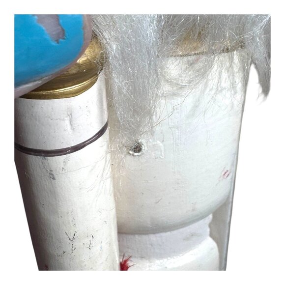 Vintage Wooden Nutcracker Soldier Figurine 14" Mustache Fur Hat & Sword Red Gold - Picture 9 of 13